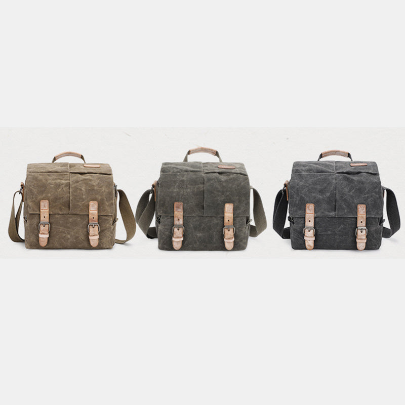 Retro gewachste Leinwand-Kameratasche DSLR SLR gepolsterte Umhänge-Schultertasche