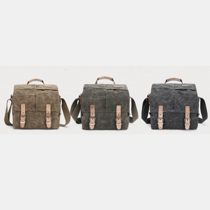 Retro gewachste Leinwand-Kameratasche DSLR SLR gepolsterte Umhänge-Schultertasche