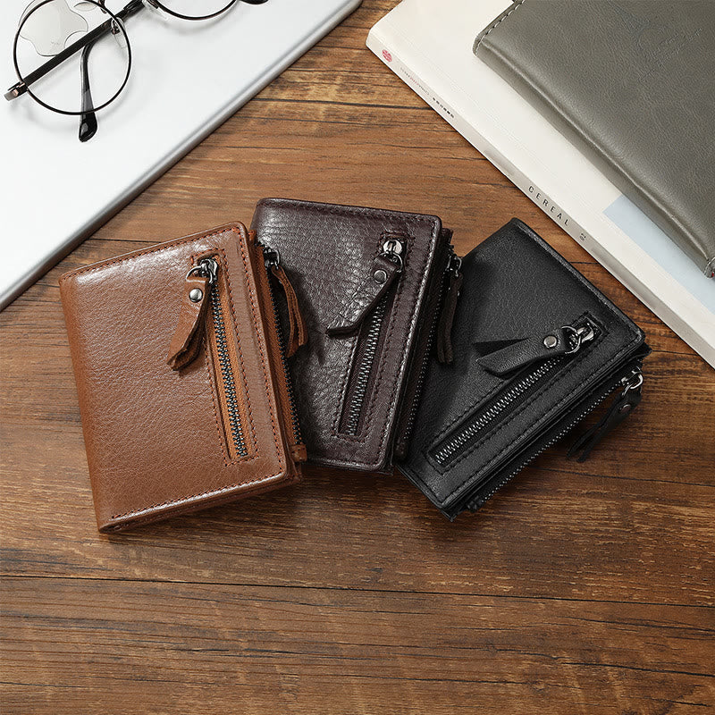 Echtes Leder RFID Geldbörse für Männer Minimalistische große Retro Geldbörse