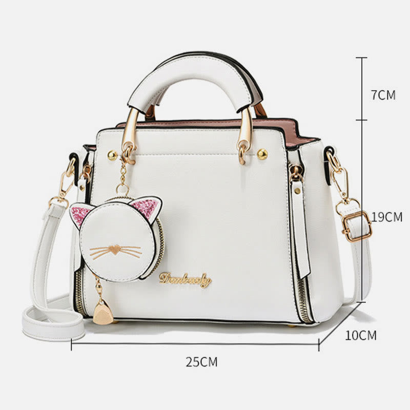 Süße Kätzchen-Handtasche mit abnehmbarem Riemen für Damen, Umhängetasche