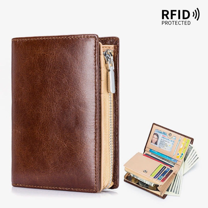 Herren Kurze Brieftasche Für Business Retro Multifunktions Leder Geldbörse