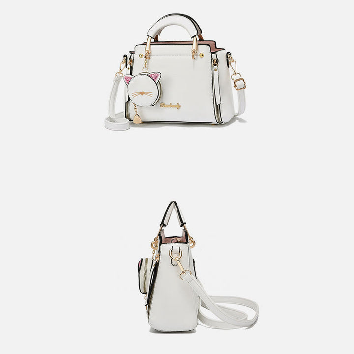 Süße Kätzchen-Handtasche mit abnehmbarem Riemen für Damen, Umhängetasche