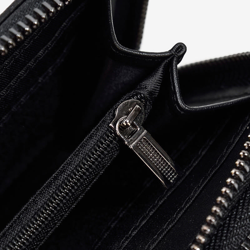 Lange Geldbörse für Herren aus echtem Leder, Retro, lässige Clutch