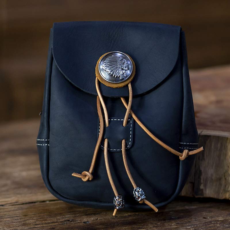 Echtes Leder Kordelzug Beutel Handtasche Hüfttasche Tragbare Brieftasche Gürteltasche