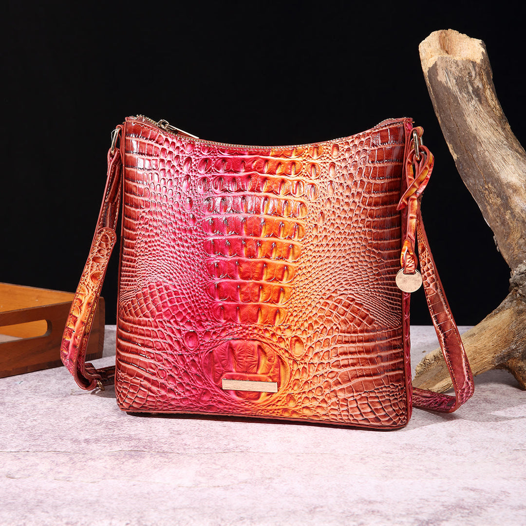 Umhängetasche für Damen, Retro-Krokodilmuster, Leder, Dating-Tasche