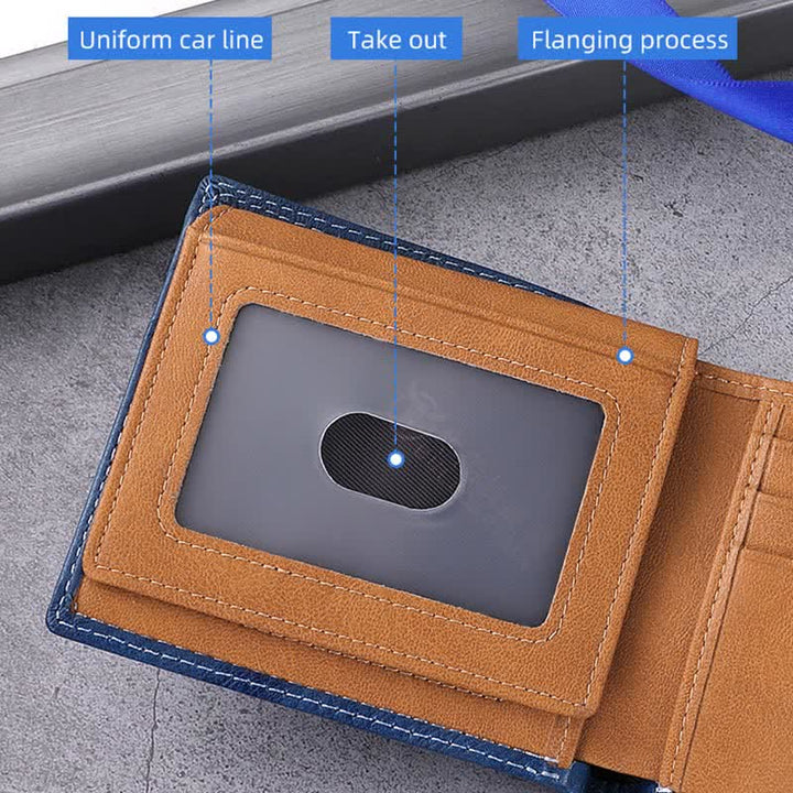 Ledergeldbörse für Herren, schmale, zweifach faltbare Ledergeldbörse mit RFID-Blockierung