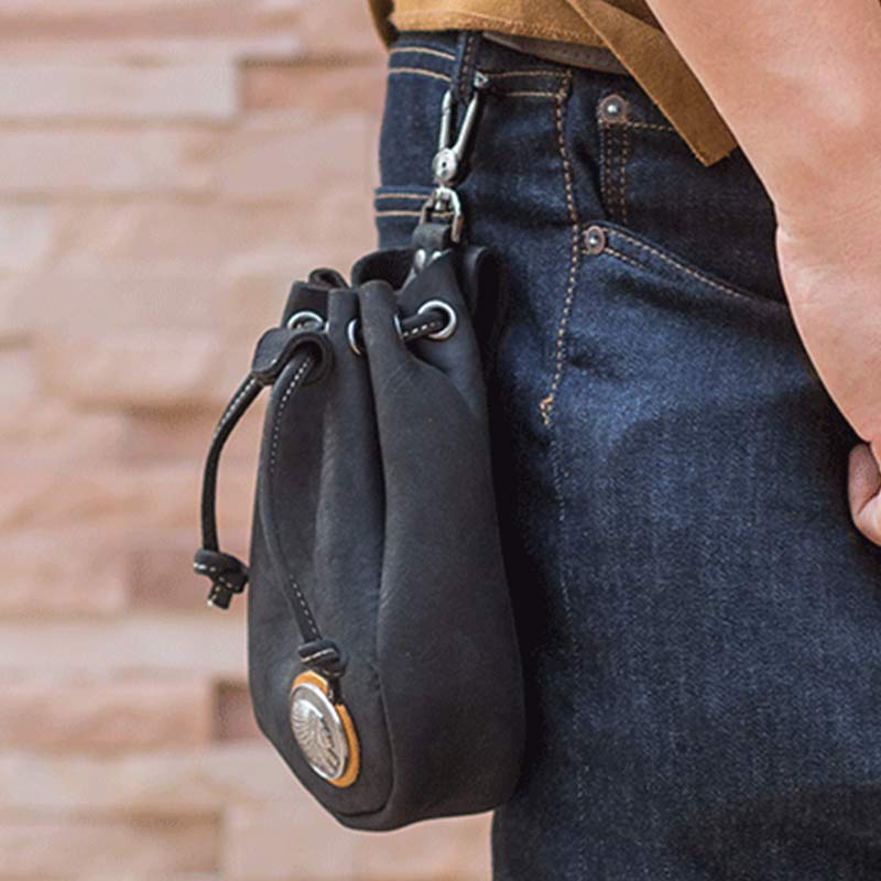 Retro Unisex Hüfttasche Kleine Kordelzug Leder Gürteltasche
