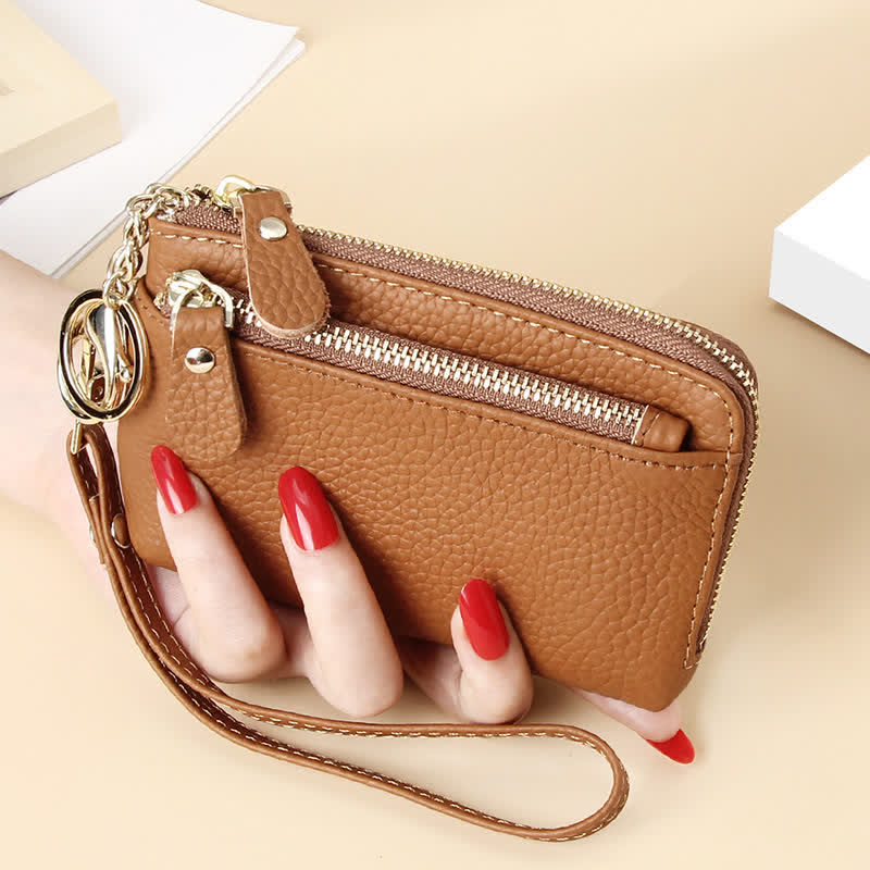 Kleine Clutch aus echtem Leder für Damen mit Armband, Geldbörse, Kartenhalter