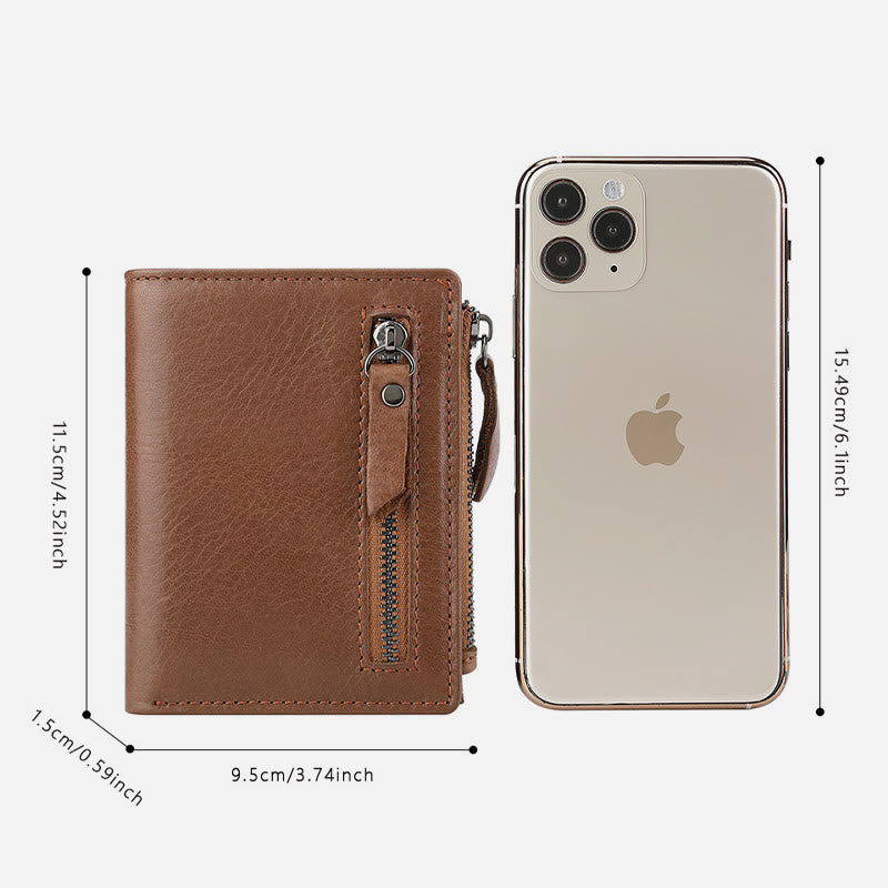 Echtes Leder RFID Geldbörse für Männer Minimalistische große Retro Geldbörse