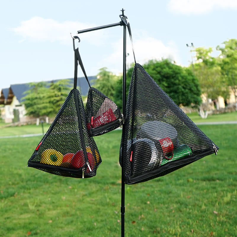 Aufbewahrungstasche für Outdoor-Camping, dreieckig, faltbar, Netz-Aufbewahrungskorb