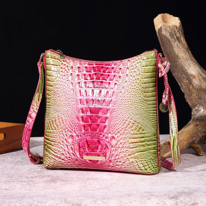 Umhängetasche für Damen, Retro-Krokodilmuster, Leder, Dating-Tasche