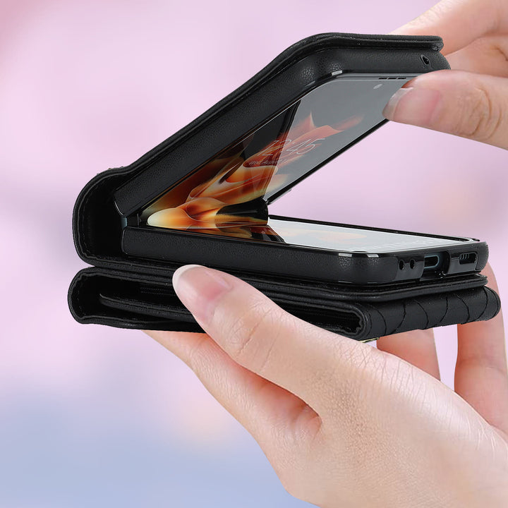 Handyhülle für Daily Z Flip Series Gesteppte Lederhülle