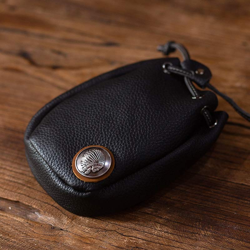 Retro Unisex Hüfttasche Kleine Kordelzug Leder Gürteltasche