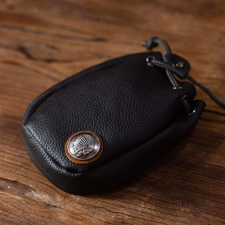 Retro Unisex Hüfttasche Kleine Kordelzug Leder Gürteltasche