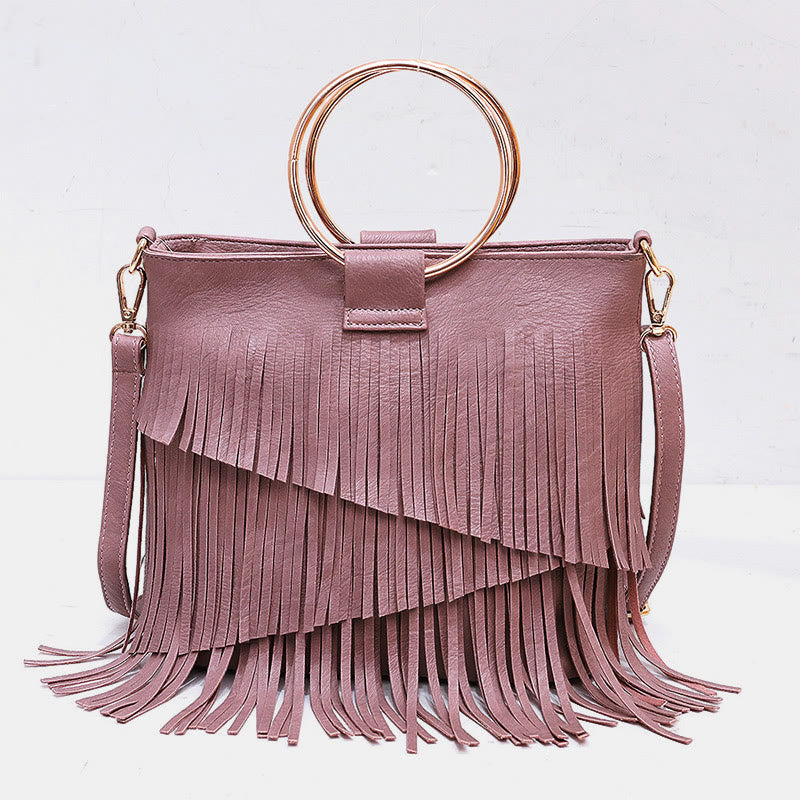 Quaste Lederhandtasche für Frauen Musik Party klassische Umhängetasche
