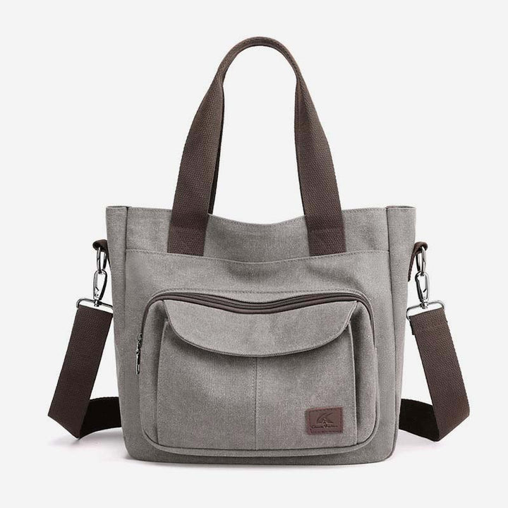 Damen Handtasche aus Canvas mit Griff und mehreren Taschen, Umhängetasche, Schultertasche, Tote, Geldbörse