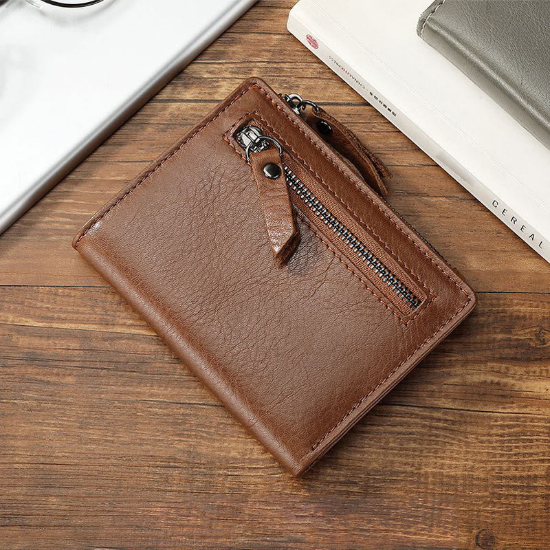 Echtes Leder RFID Geldbörse für Männer Minimalistische große Retro Geldbörse