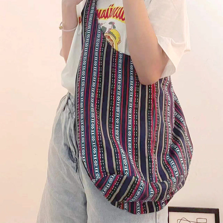 Große Jacquard Canvas Tote Stilvolle Student Umhängetasche für Frauen
