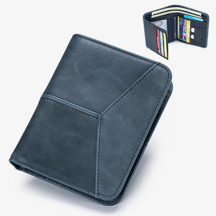 Herren RFID Bifold Trifold Geldbörse Einfarbiges Leder Multifunktionale Geldbörse