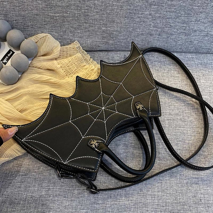 Umhängetasche für Halloween-Outfit, kreatives Fledermausmuster, Ledertasche
