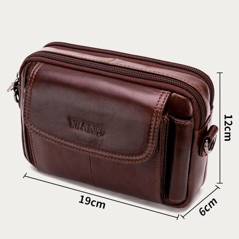 Leder-Gürteltasche für Herren, Retro, multifunktionale Umhängetasche für Handys