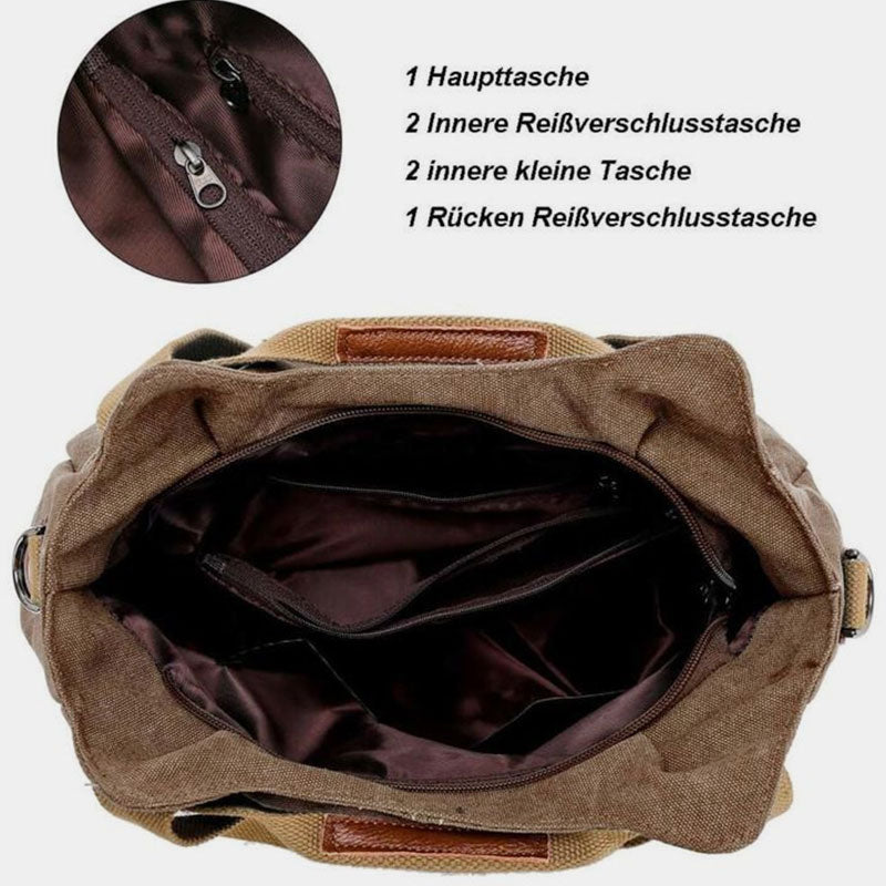 Umhängetasche aus Canvas mit großem Fassungsvermögen