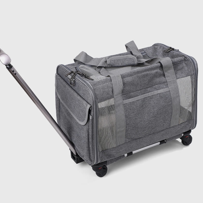 Rolling Pet Carrier Faltbare atmungsaktive Zugstange Haustiertasche