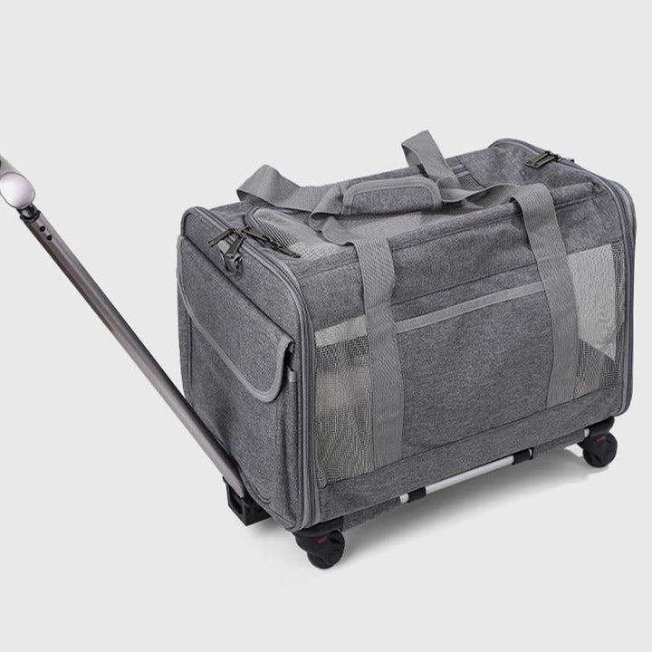Rolling Pet Carrier Faltbare atmungsaktive Zugstange Haustiertasche