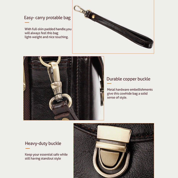 Echtes Leder Clutch Geldbörse Business Handtasche Handgelenk Tasche Fit 7,9 "Handy