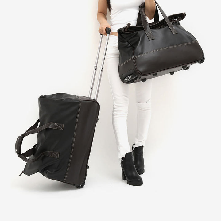 Tragbare Reisetasche für Damen und Herren, große Reisetasche aus Leder