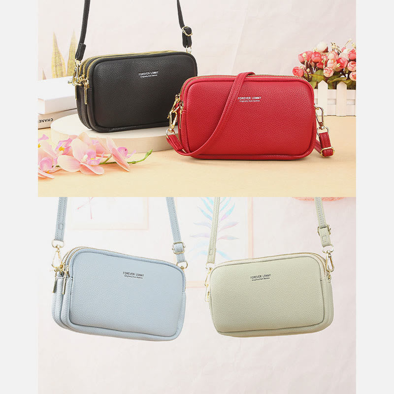 Handytasche mit drei Fächern für Damen, große Umhängetasche