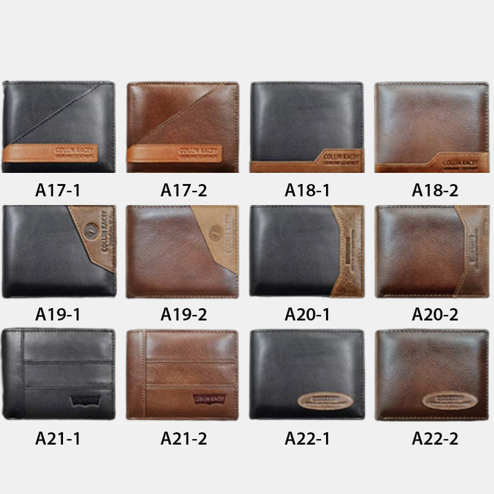 Herren Retro Bifold Kurze Geräumige Leder Geldbörse Multi Style Optionals