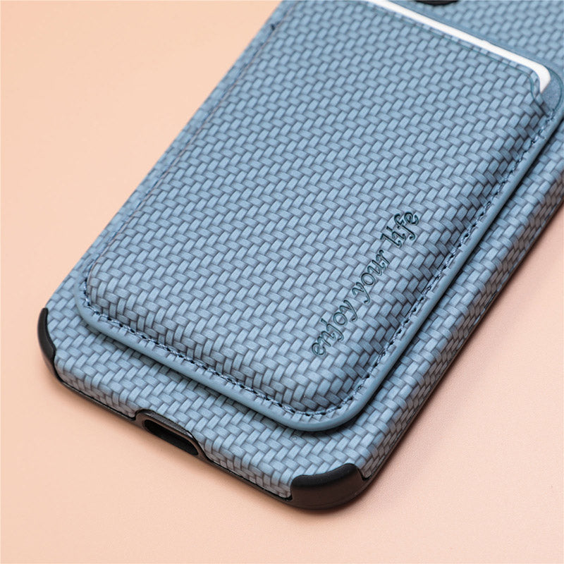 Magnetische Telefon-Geldbörse für iPhone-Telefonhülle mit Faserstruktur und magnetischem Kartenhalter