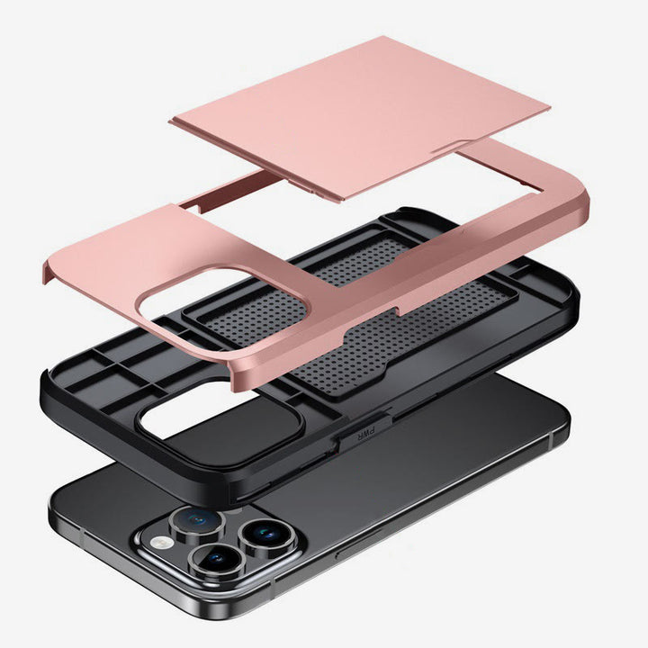 Iphone Slide Card Telefonhülle 2 in 1 Anti-Fall-Geldbörsenhülle
