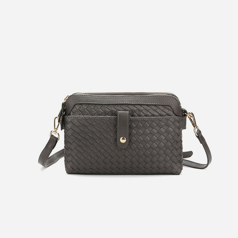 Multifunktionale Unterarmhandtasche für Damen aus gewebtem Leder