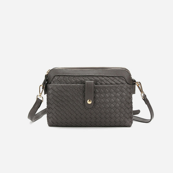 Multifunktionale Unterarmhandtasche für Damen aus gewebtem Leder