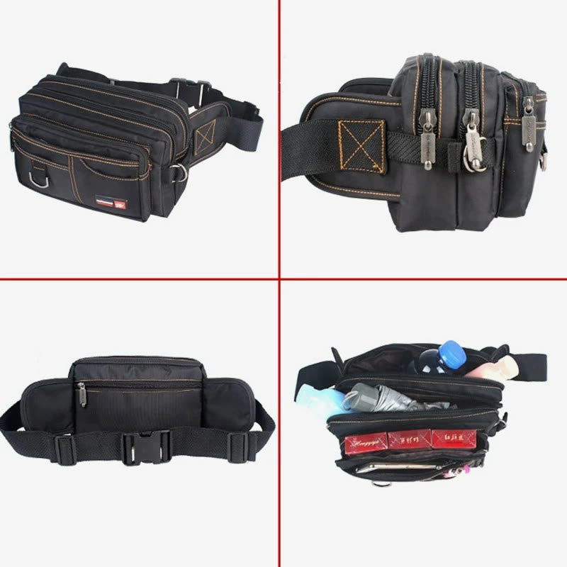 Wasserdichte Hüfttasche für Herren, multifunktionale große Canvas-Tasche für den Außenbereich