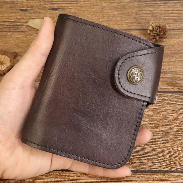 Kurze Brieftasche aus Vintage-Leder, kleine, geräumige Brieftasche mit Kartenhalter für Männer