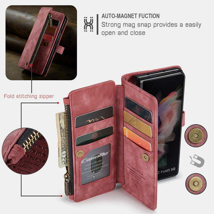 Schutzhülle für Galaxy Z Fold 3 4 5, Brieftaschenformat, mit Kartenhalter, magnetischem Ständer, für Damen und Herren