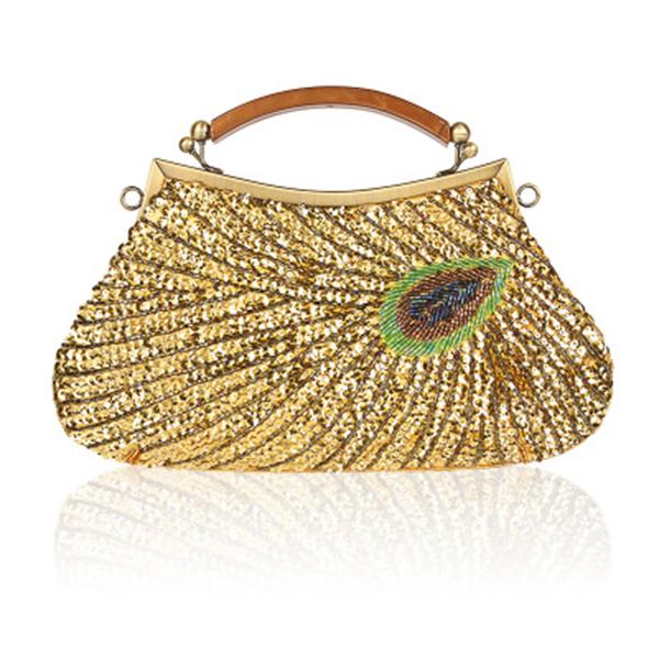 Handgemachte Perlen Clutch Pfau Pailletten Tasche