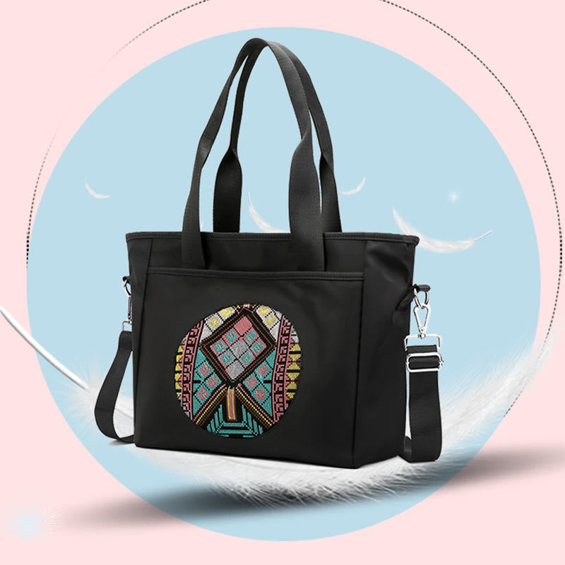 Leichte Nylon-Tragetasche, ethnische, wasserdichte Schultertasche für Damen