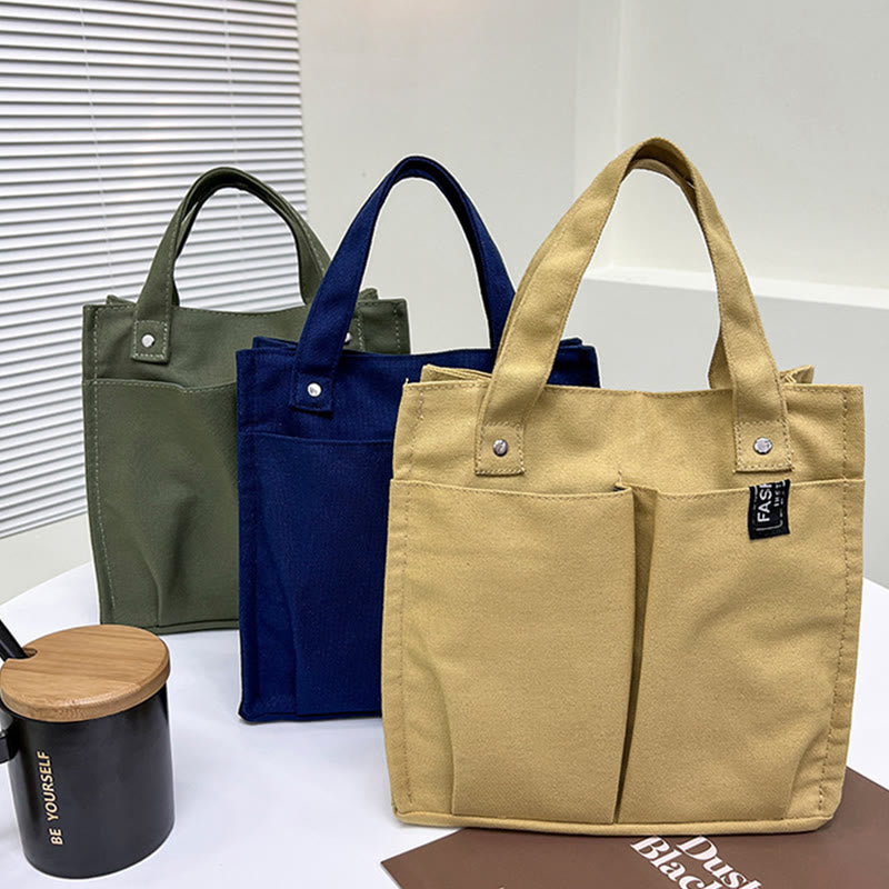 Mini-Tragetasche für Damen, einfarbig, einfache Handtasche aus Canvas