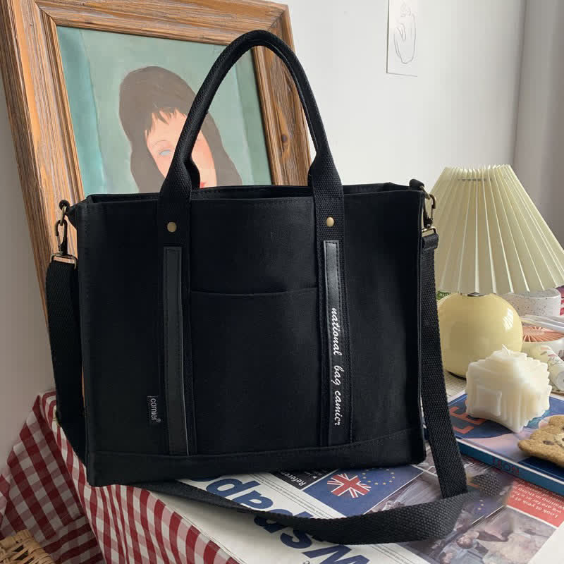 Laptop Tote Handtasche Canvas Schultertasche Aktentasche für Reisen Büro Schule