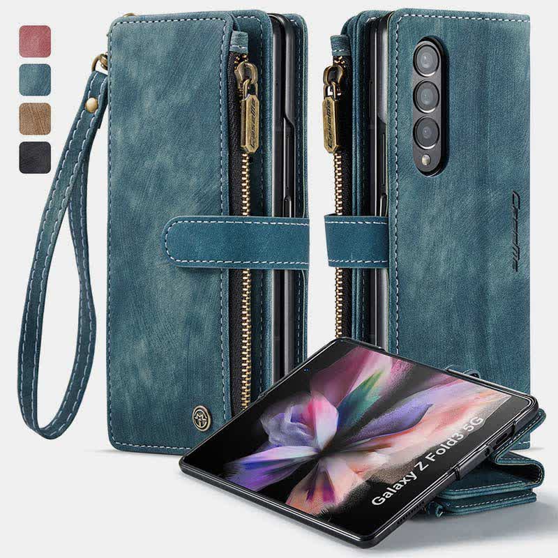 Schutzhülle für Galaxy Z Fold 3 4 5, Brieftaschenformat, mit Kartenhalter, magnetischem Ständer, für Damen und Herren