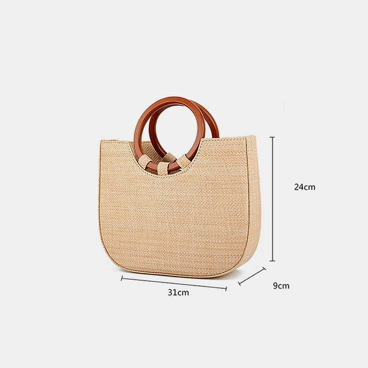 Umhängetasche für Damen, Bohemian-Stil, für Reisen und Strand, Stroh-Schultertasche