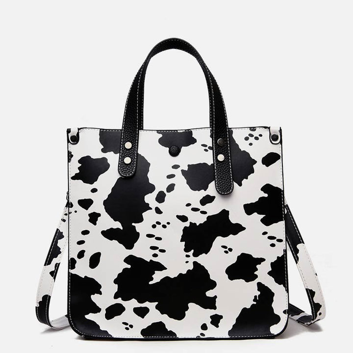 Tragetasche mit Leopardenmuster, Set aus Leder, Handtasche für Damen
