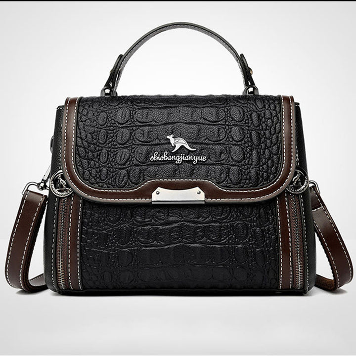 Handtasche mit Krokodil-Print für Damen, geräumige Umhängetasche aus PU-Leder