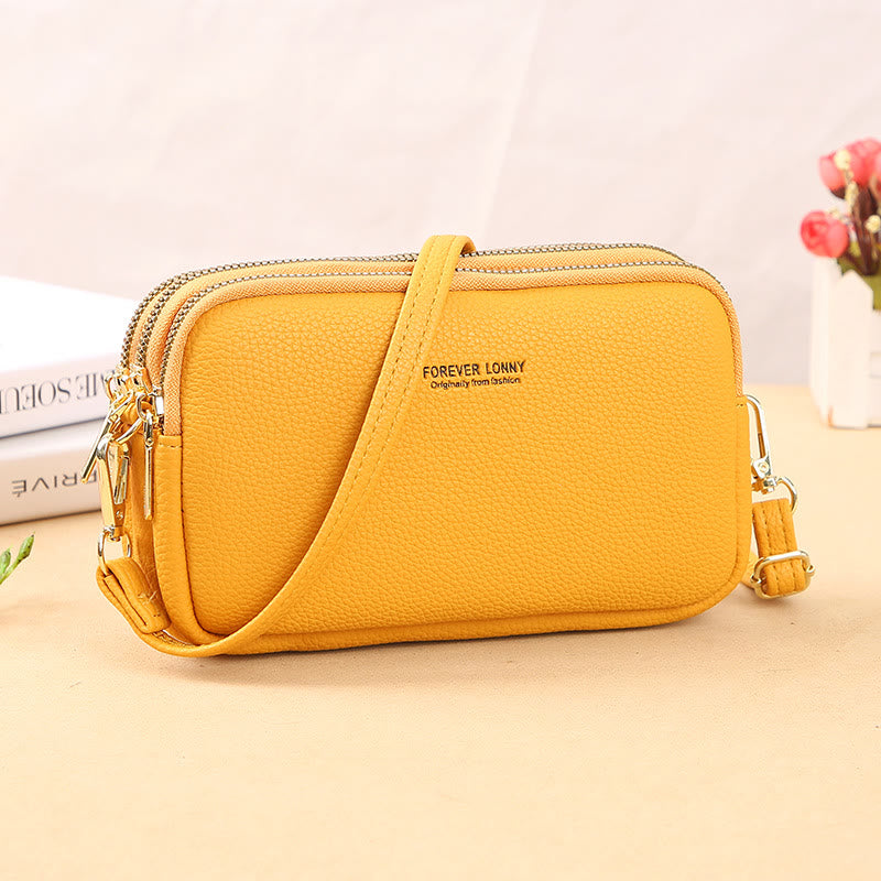 Handytasche mit drei Fächern für Damen, große Umhängetasche