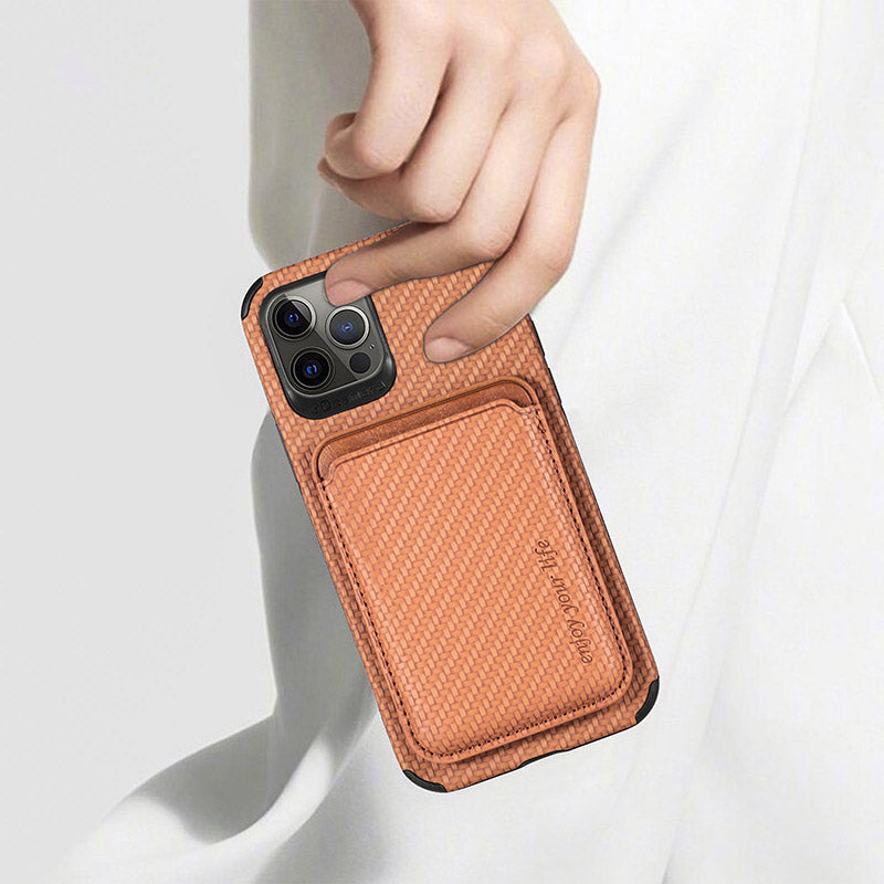 Magnetische Telefon-Geldbörse für iPhone-Telefonhülle mit Faserstruktur und magnetischem Kartenhalter
