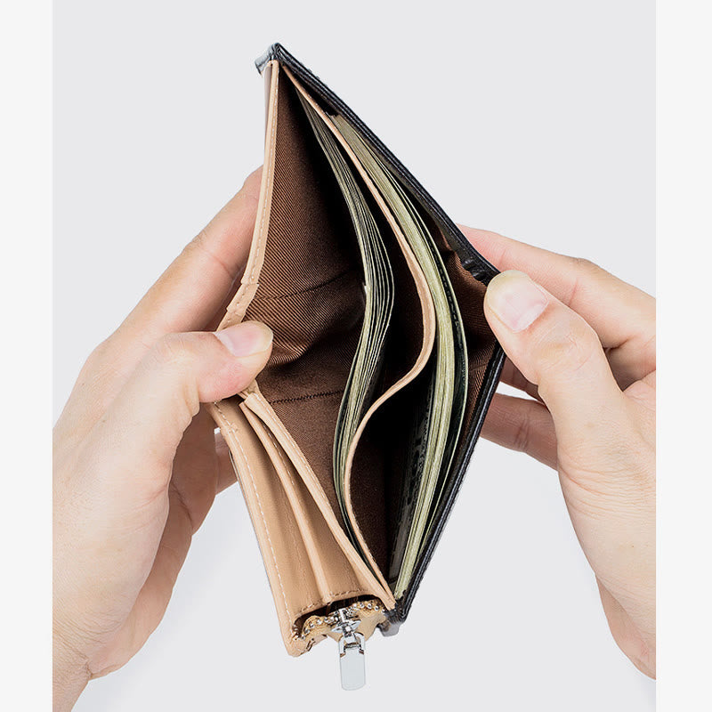 Herren Kurze Brieftasche Für Business Retro Multifunktions Leder Geldbörse